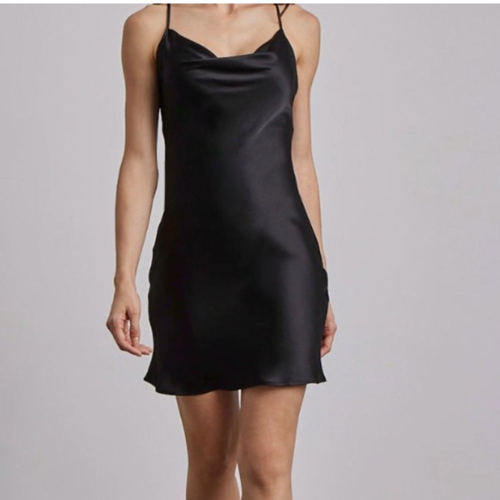 COTTON CANDY LA black satin mini dress